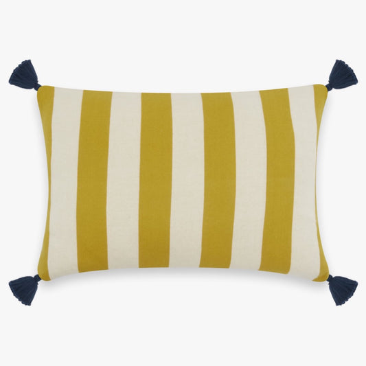 Sophie Home Mustard Stripe Tassel Cushion Cover