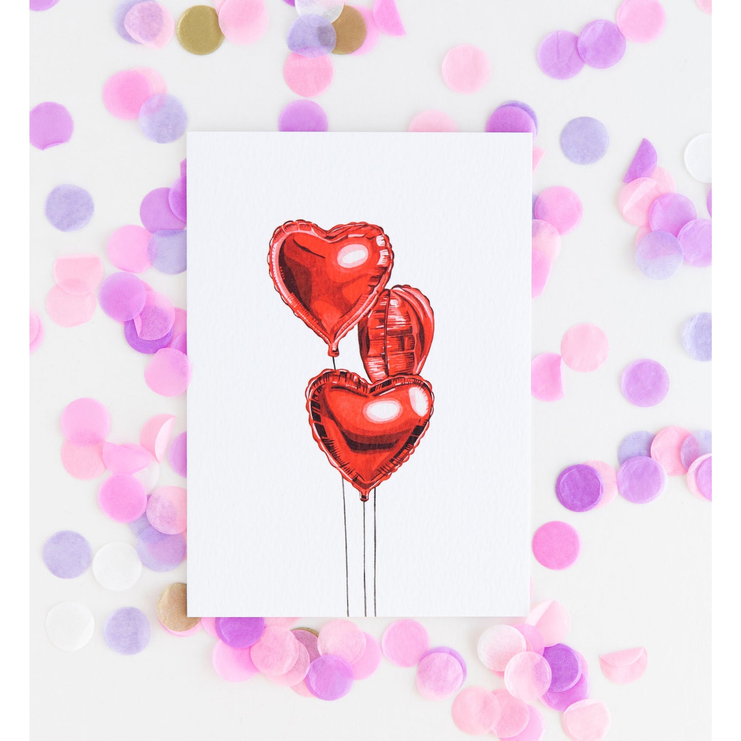 Red Heart Balloon Greeting Card