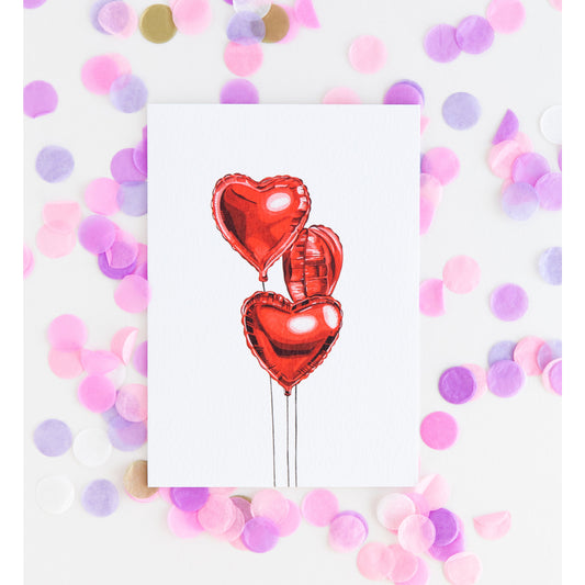 Red Heart Balloon Greeting Card