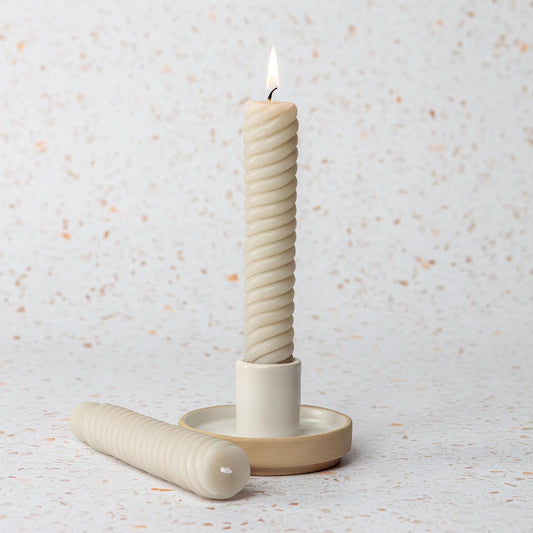 Stone Twist Tapered Candle (Vanilla Fragrance)