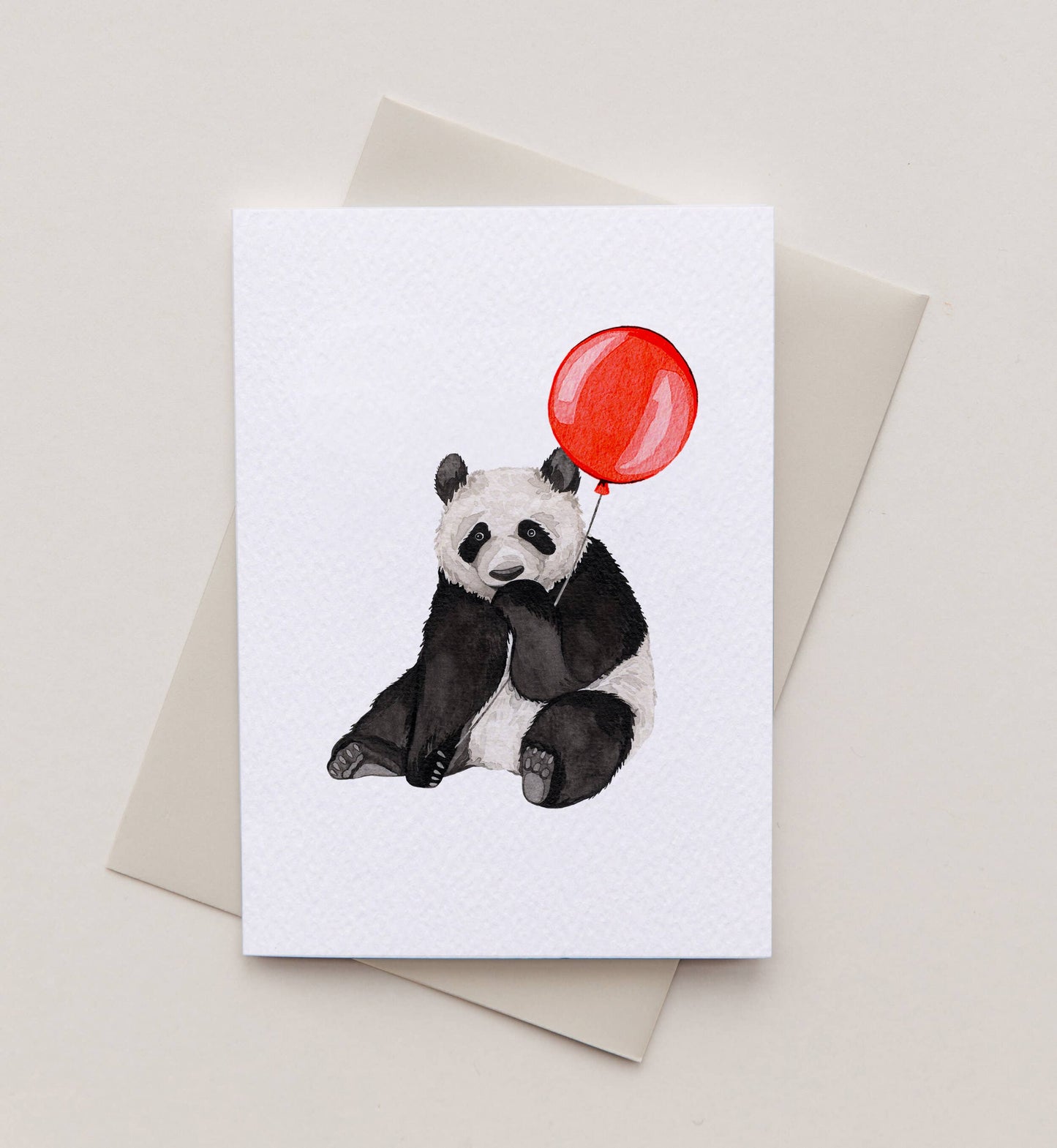 Panda with Red Balloon Greeting Card