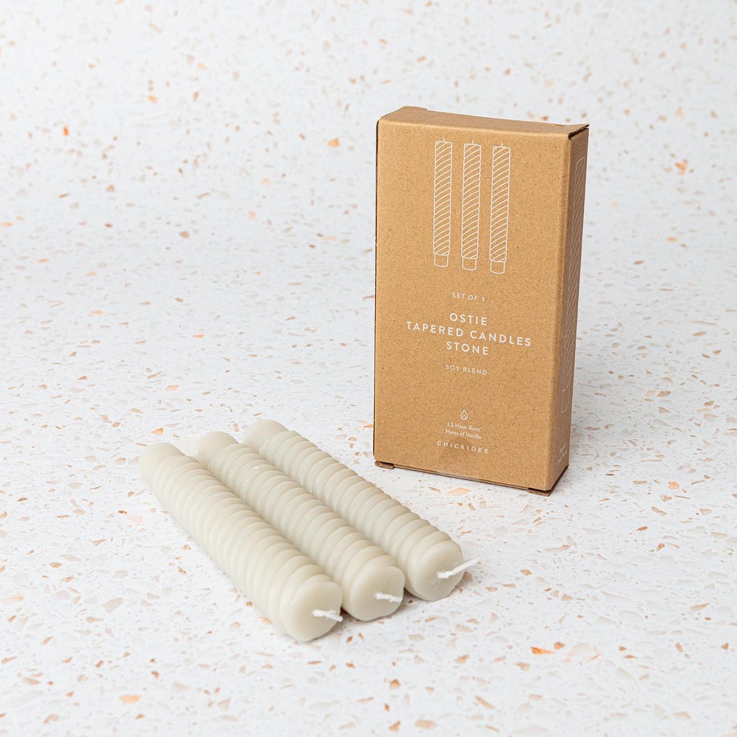 Stone Twist Tapered Candle (Vanilla Fragrance)