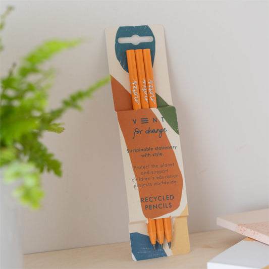 Recycled charity pencils - 3 pack - Orange