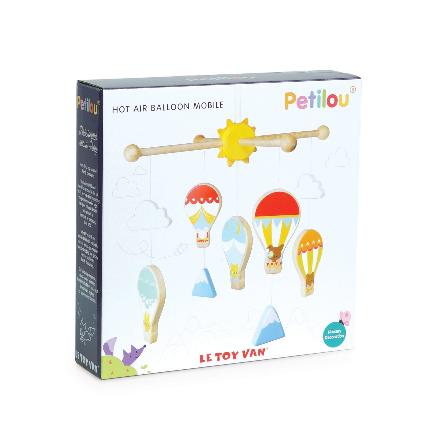 Le toy van baby wooden ceiling mounted hot air balloon mobile non plastic sustainable