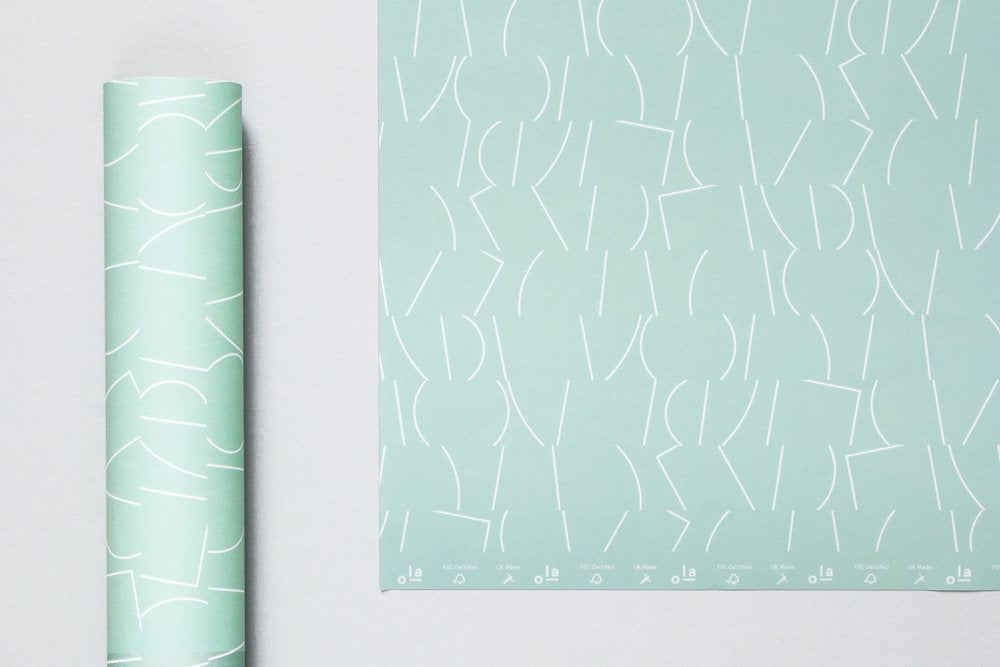 vegetable ink printed gift wrap minimalist modern print FSC