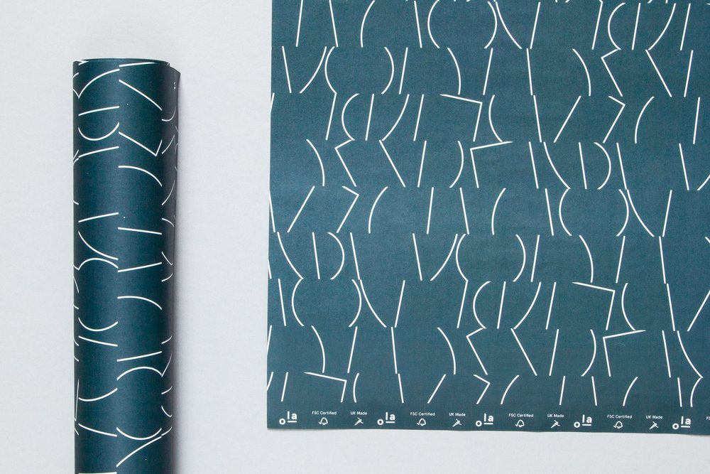 vegetable ink printed gift wrap minimalist modern print FSC