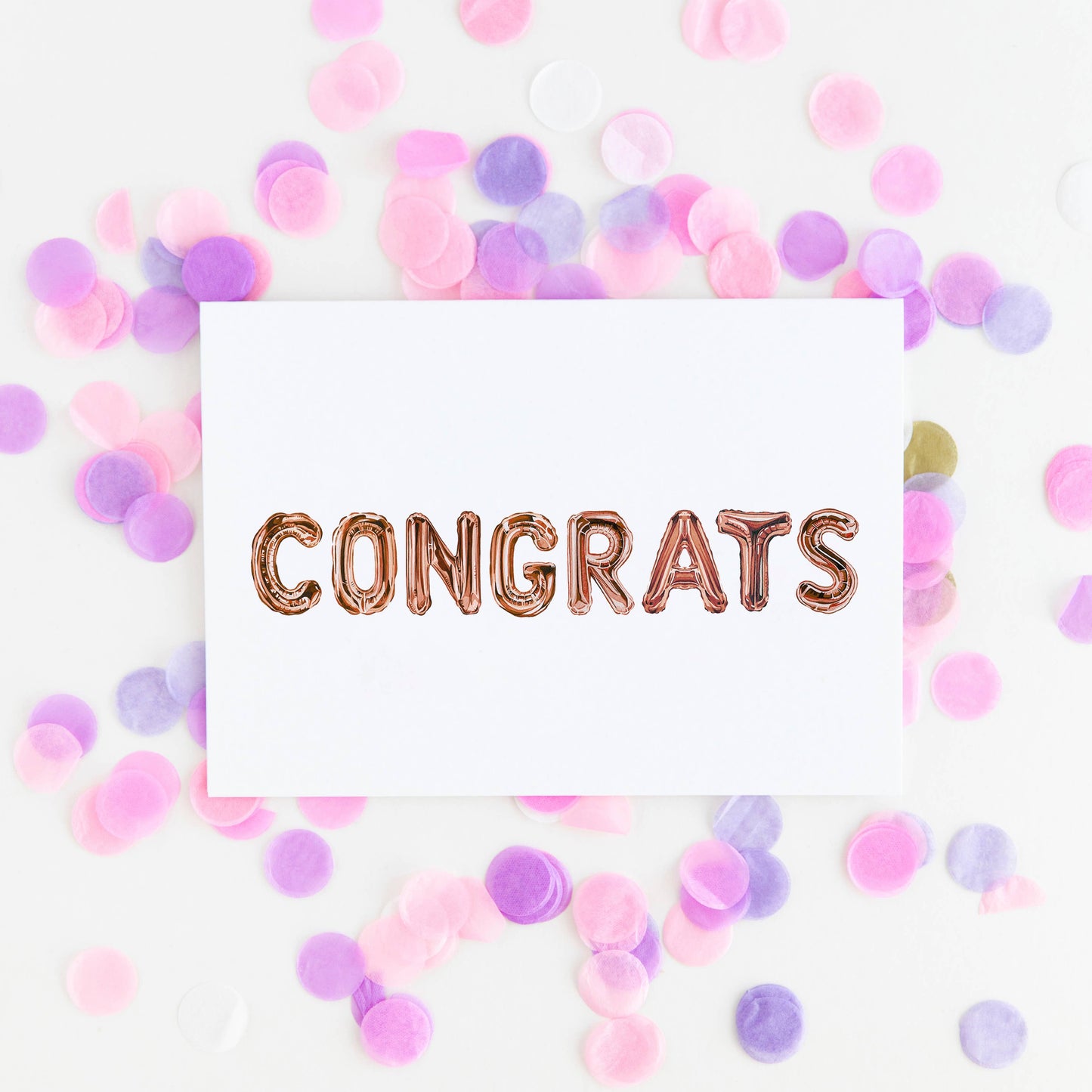 Congratulations Rose Gold Balloon Card