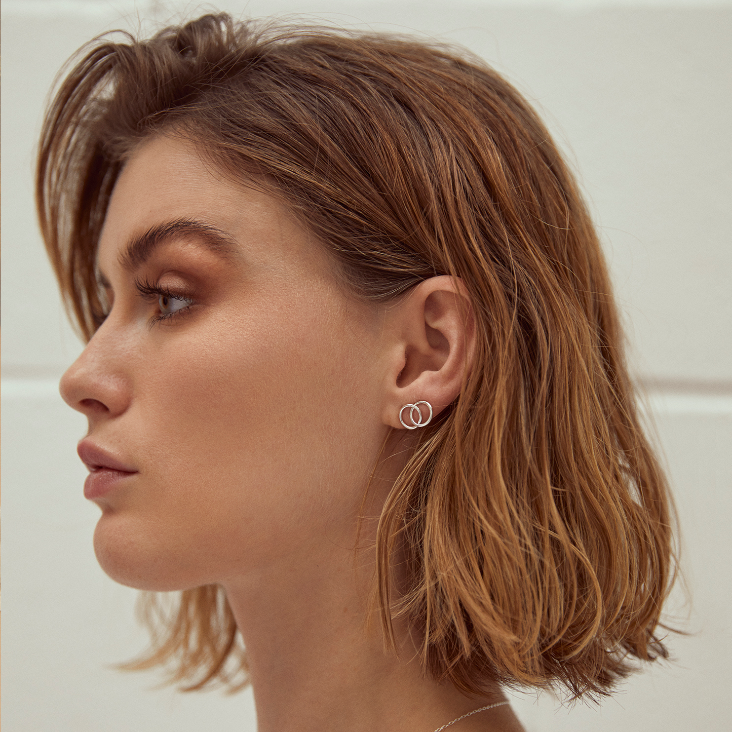 double piercing stud recycled silver hand made minimalist earrings ethical sustianable jewellery