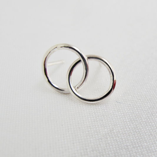 double piercing stud recycled silver hand made minimalist earrings ethical sustianable jewellery