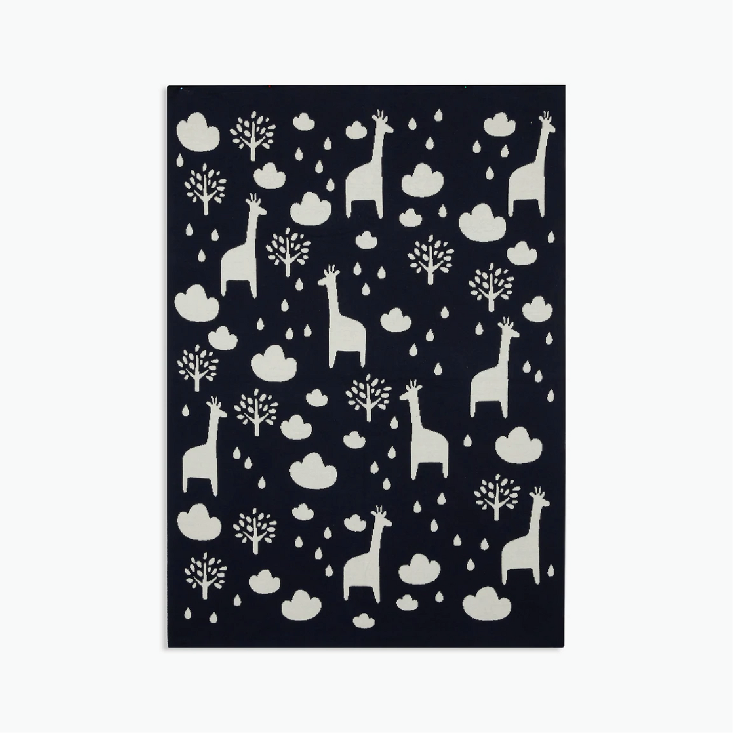 Sophie Home Navy and Ivory Giraffe Blanket