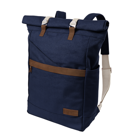 melawear ansvar navy rucksack rolltop bag organic cotton fairtrade ethical sustainable eco design