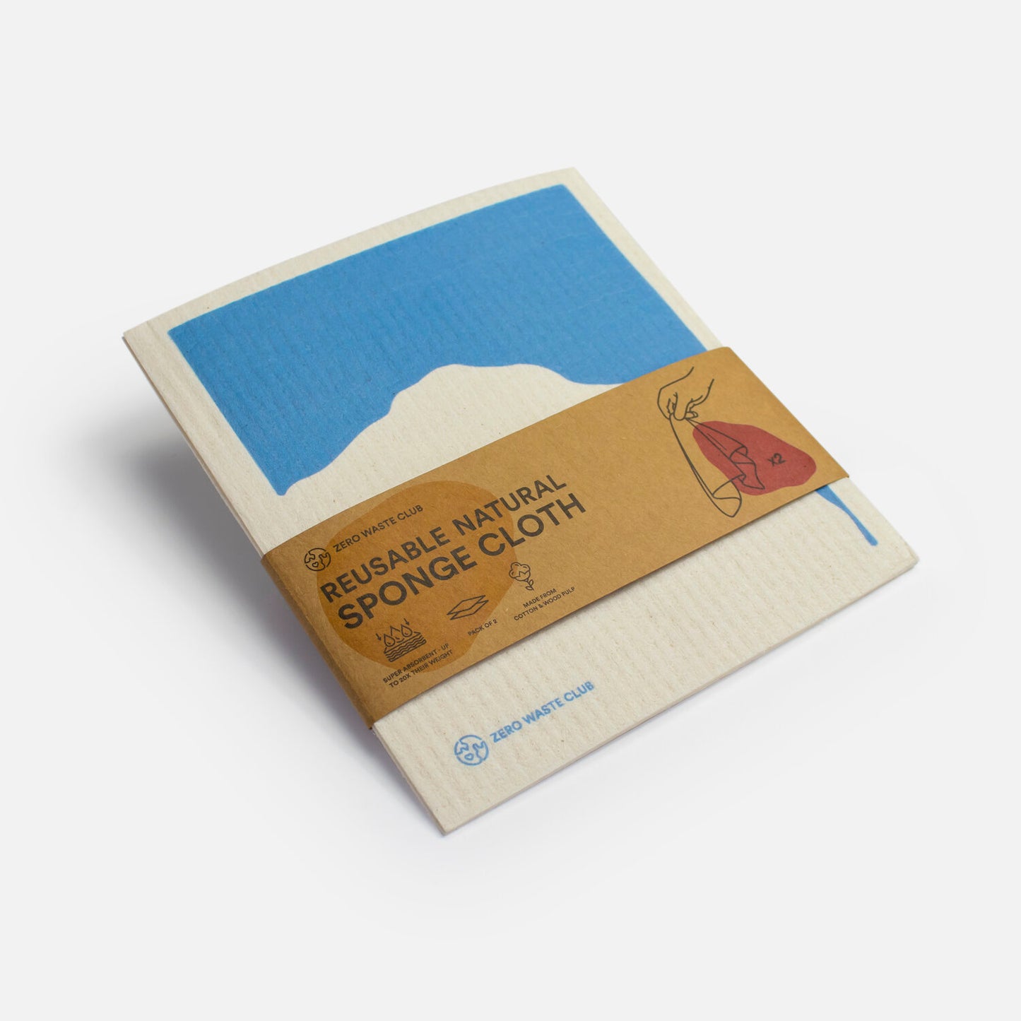 Reusable natural sponge cloths (2 pack)