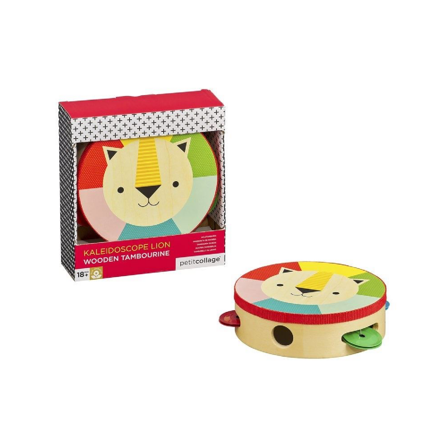 Petit Collage Lion Wooden Tambourine