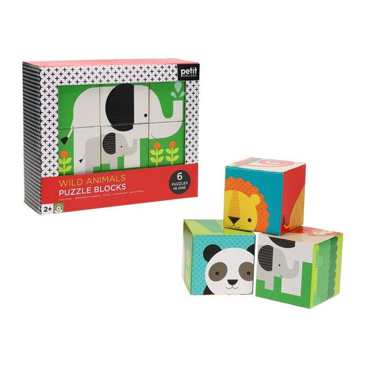 Petit Collage Wild Animals Puzzle Block