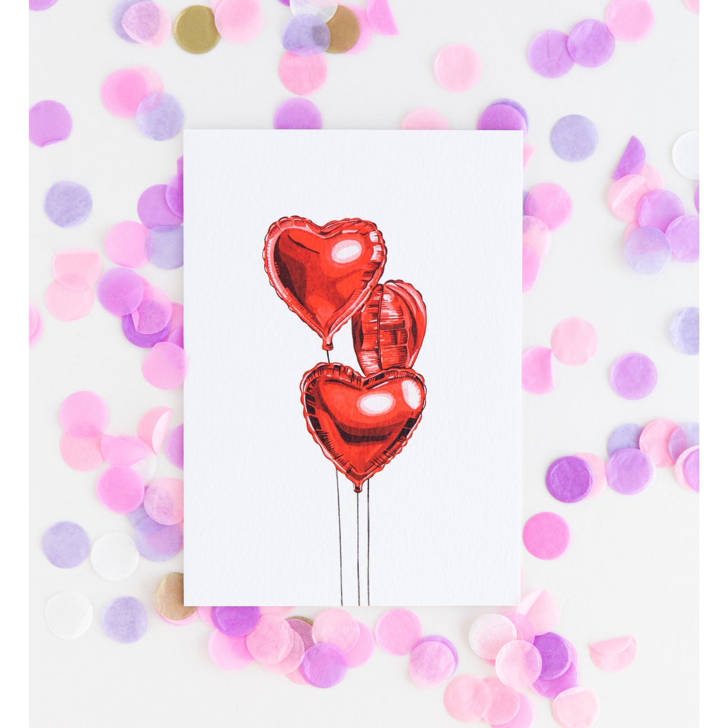Red Heart Balloon Greeting Card