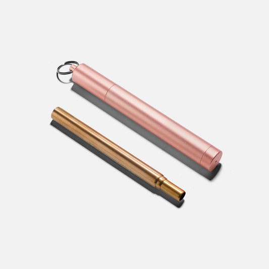 collapsible metal straw rose gold with travel case
