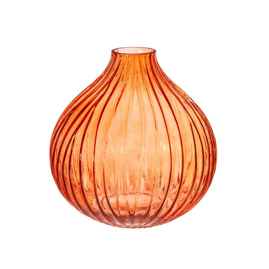 Amber Round Fluted Glass Vase