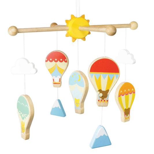 Le toy van baby wooden hot air balloon mobile non plastic sustainable