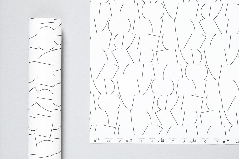 vegetable ink printed gift wrap minimalist modern print FSC