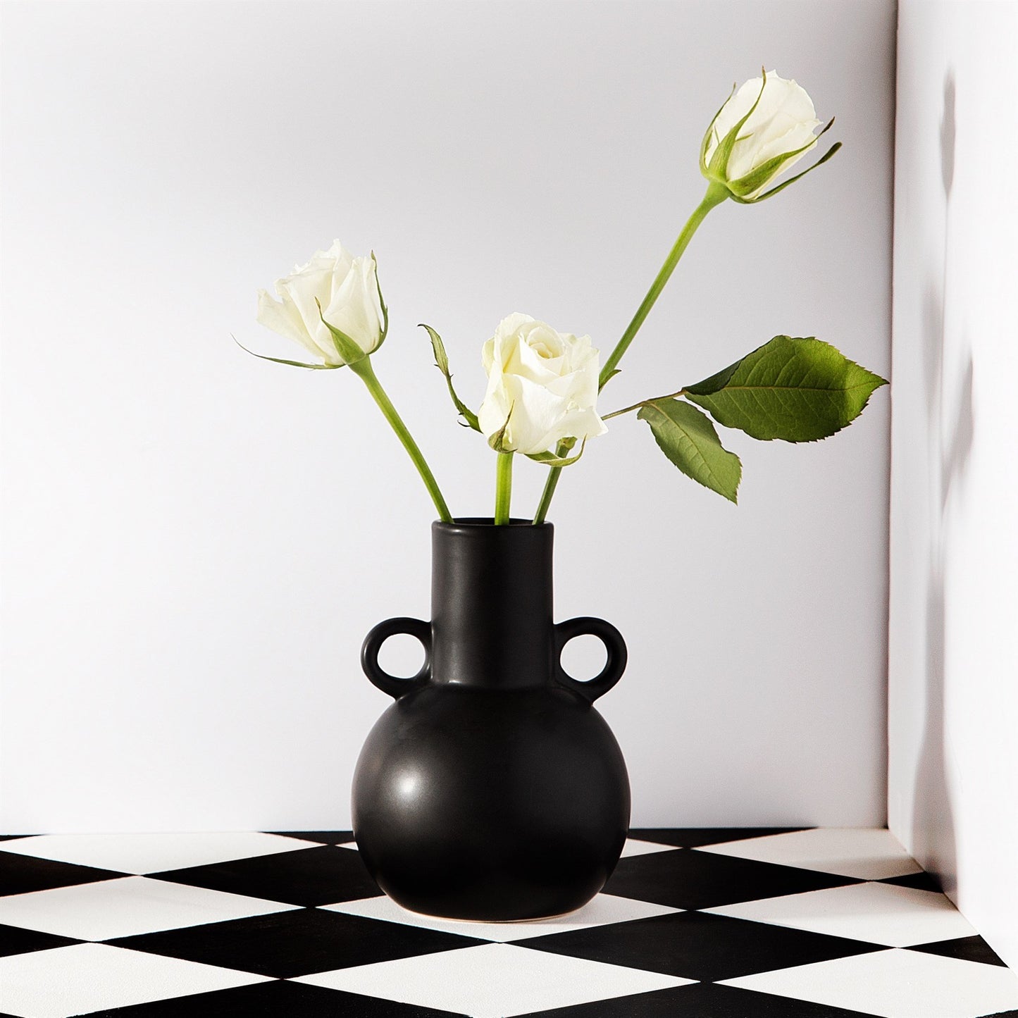 Amphora Handle Vase in Black