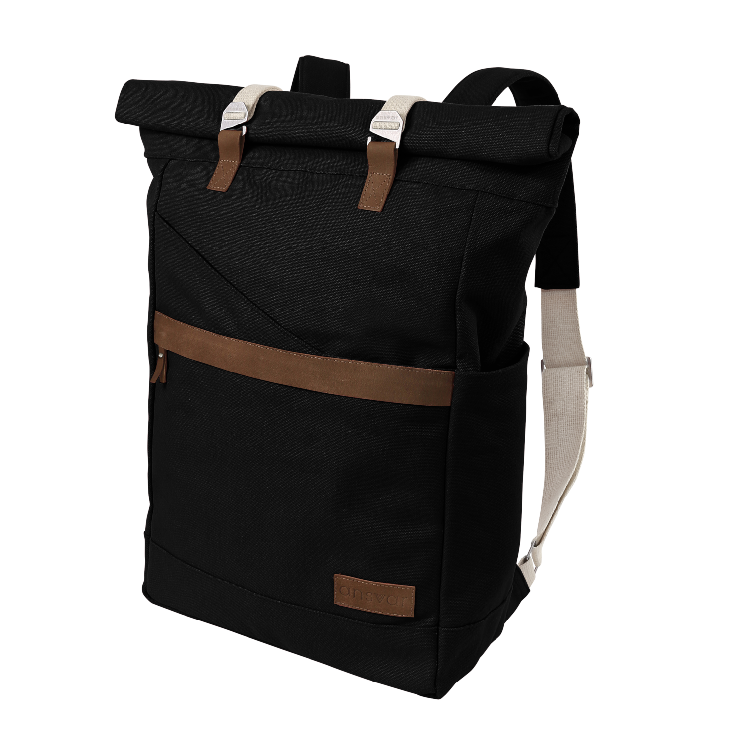 melawear ansvar black rucksack rolltop bag organic cotton fairtrade ethical sustainable  eco design