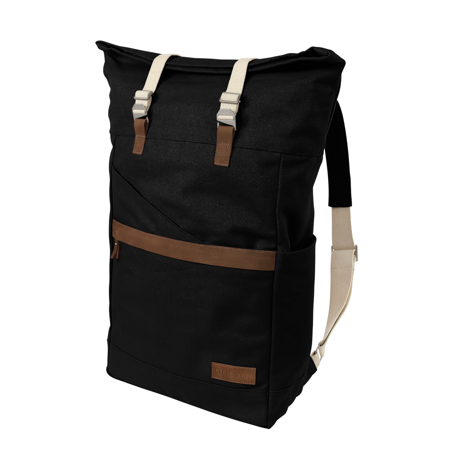 melawear ansvar black rucksack rolltop bag organic cotton fairtrade ethical sustainable  eco design