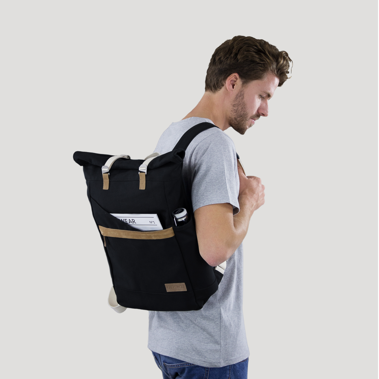 melawear ansvar black rucksack rolltop bag organic cotton fairtrade ethical sustainable  eco design