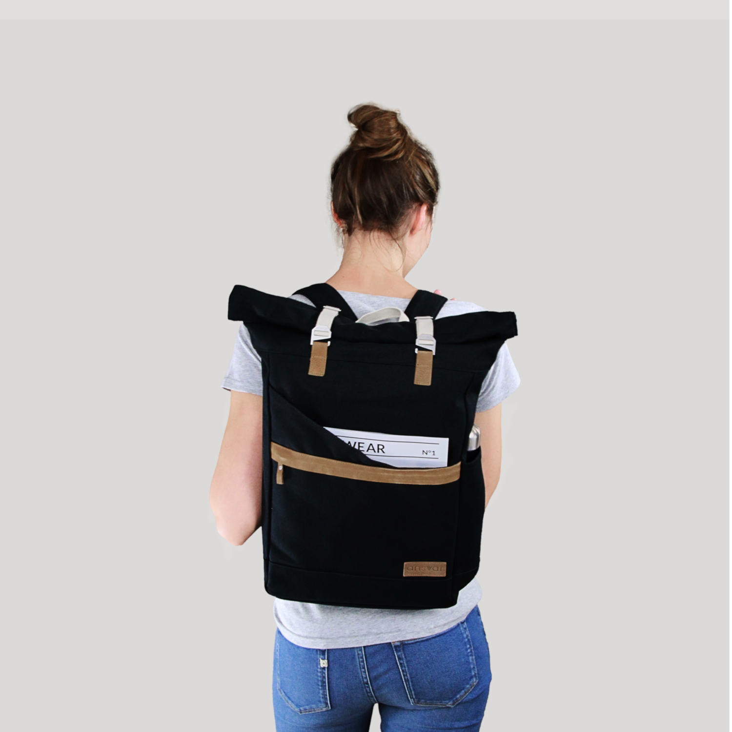 melawear ansvar black rucksack rolltop bag organic cotton fairtrade ethical sustainable  eco design