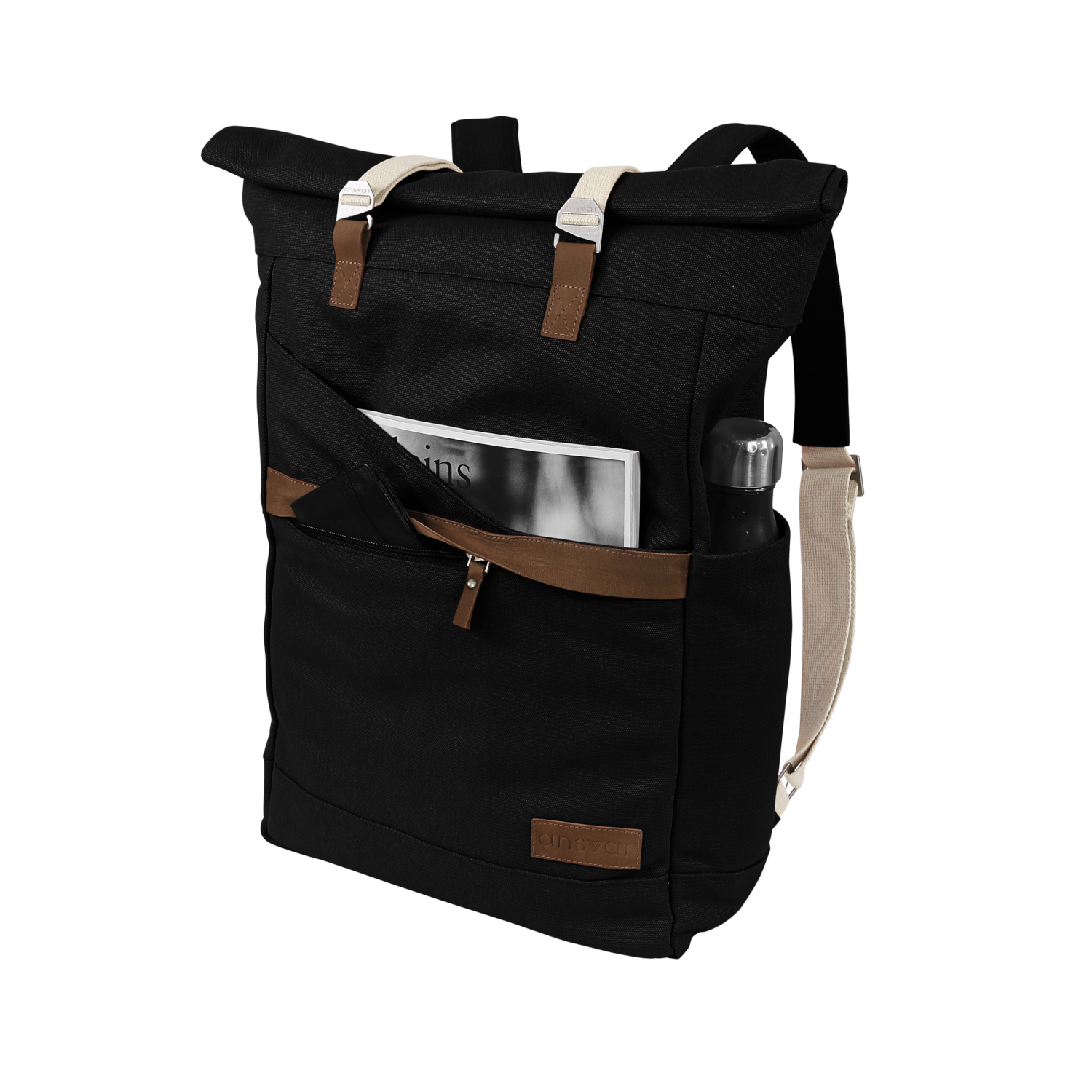 melawear ansvar black rucksack rolltop bag organic cotton fairtrade ethical sustainable  eco design