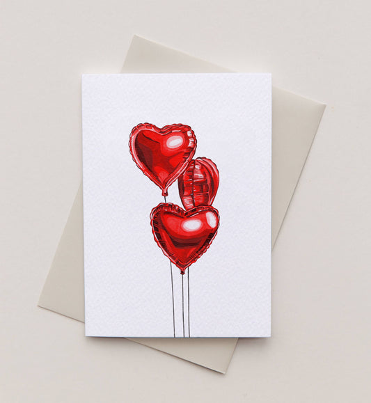 Red Heart Balloon Greeting Card
