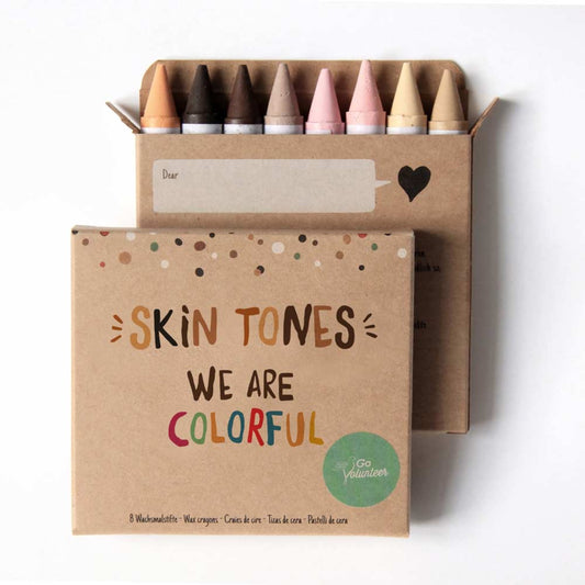 Skin tone coloured wax crayons