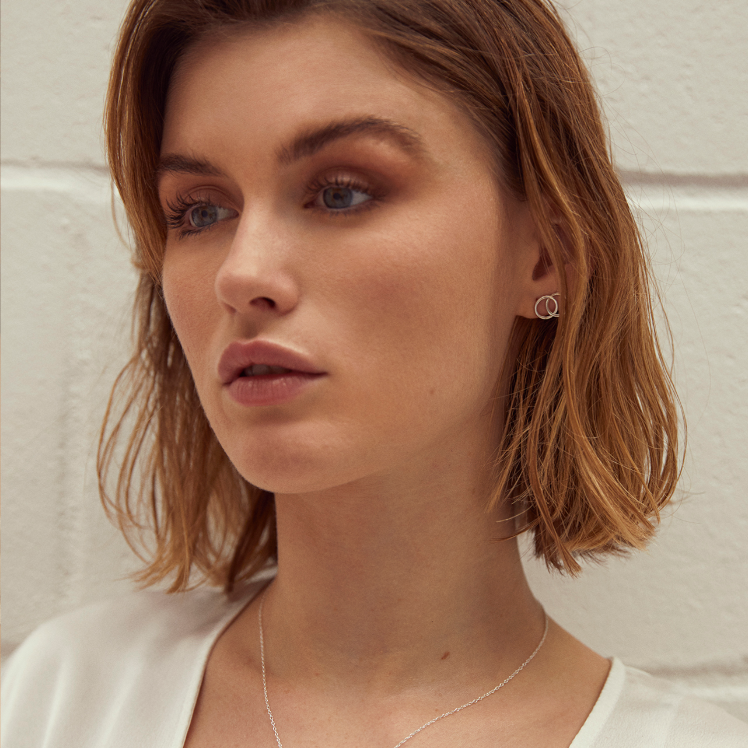 double piercing stud recycled silver hand made minimalist earrings ethical sustianable jewellery 