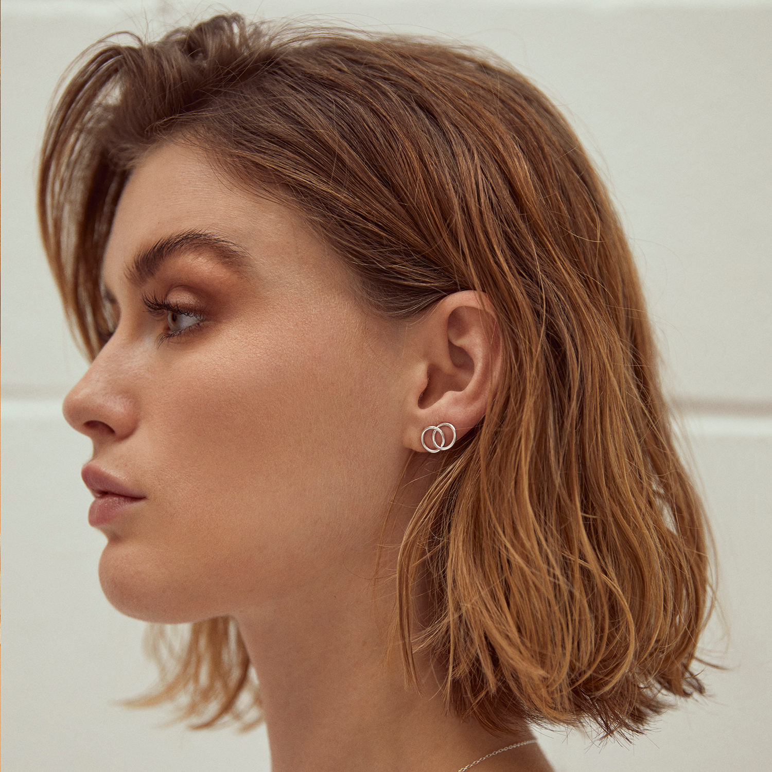 double piercing stud recycled silver hand made minimalist earrings ethical sustianable jewellery 