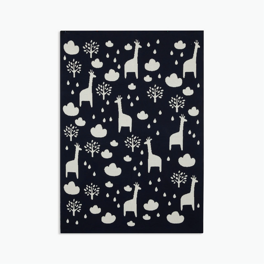 Sophie Home Navy and Ivory Giraffe Blanket