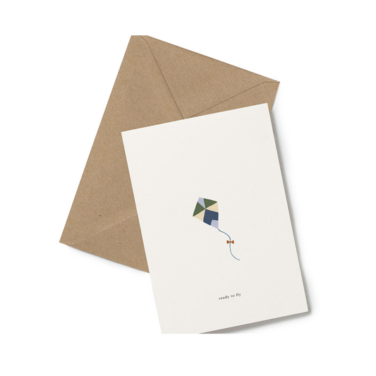 Ready to fly kite card congratulation graduation promotion card minimalist