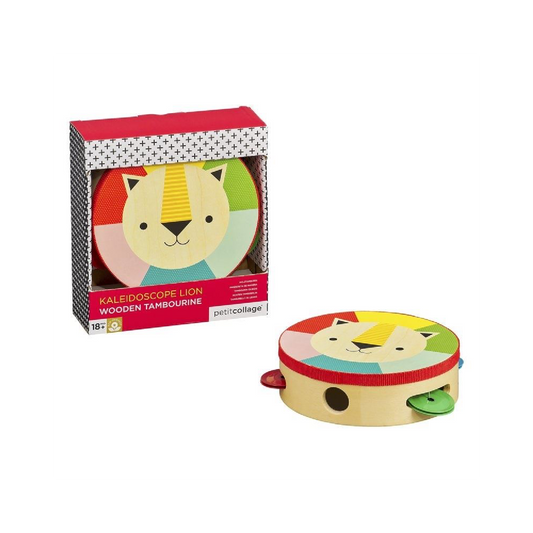 Petit Collage Lion Wooden Tambourine